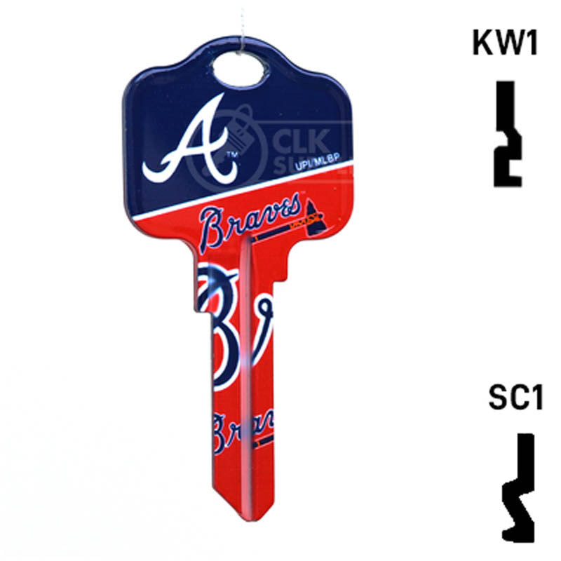 Uncut Key Blank | MLB ATLANTA BRAVES | Choose Keyway Residential-Commercial Key Ilco