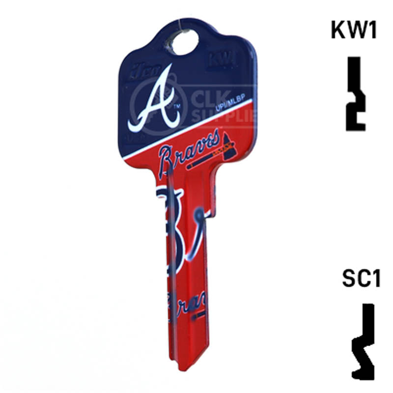 Uncut Key Blank | MLB ATLANTA BRAVES | Choose Keyway Residential-Commercial Key Ilco