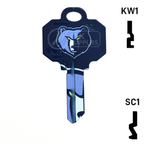 Uncut Key Blank | NBA Memphis Grizzlies | Choose Keyway Residential-Commercial Key Ilco