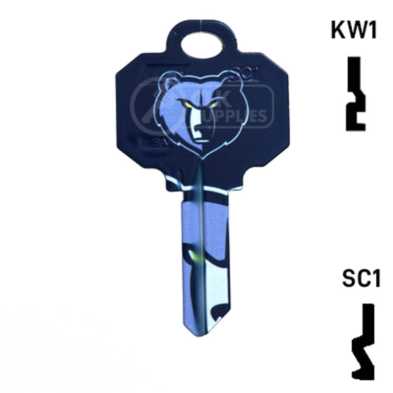 Uncut Key Blank | NBA Memphis Grizzlies | Choose Keyway Residential-Commercial Key Ilco