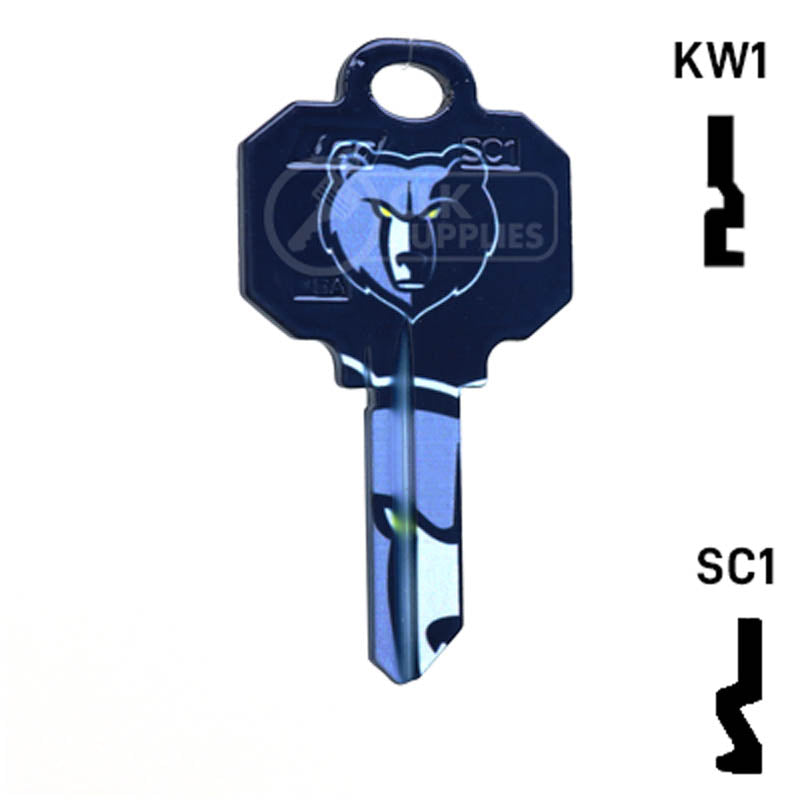 Uncut Key Blank | NBA Memphis Grizzlies | Choose Keyway Residential-Commercial Key Ilco