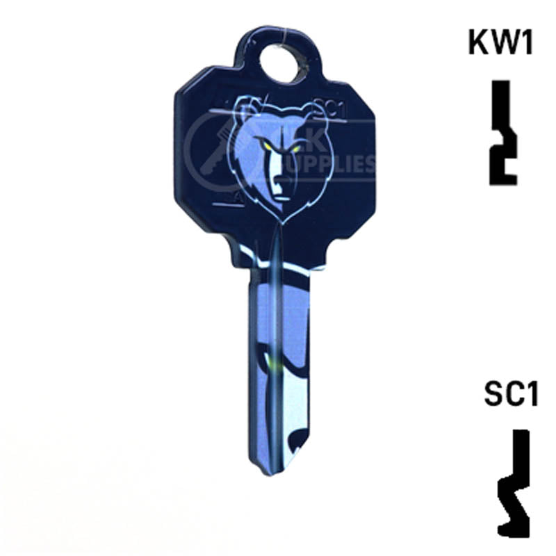 Uncut Key Blank | NBA Memphis Grizzlies | Choose Keyway Residential-Commercial Key Ilco