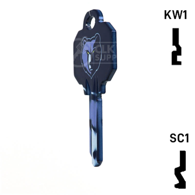 Uncut Key Blank | NBA Memphis Grizzlies | Choose Keyway Residential-Commercial Key Ilco