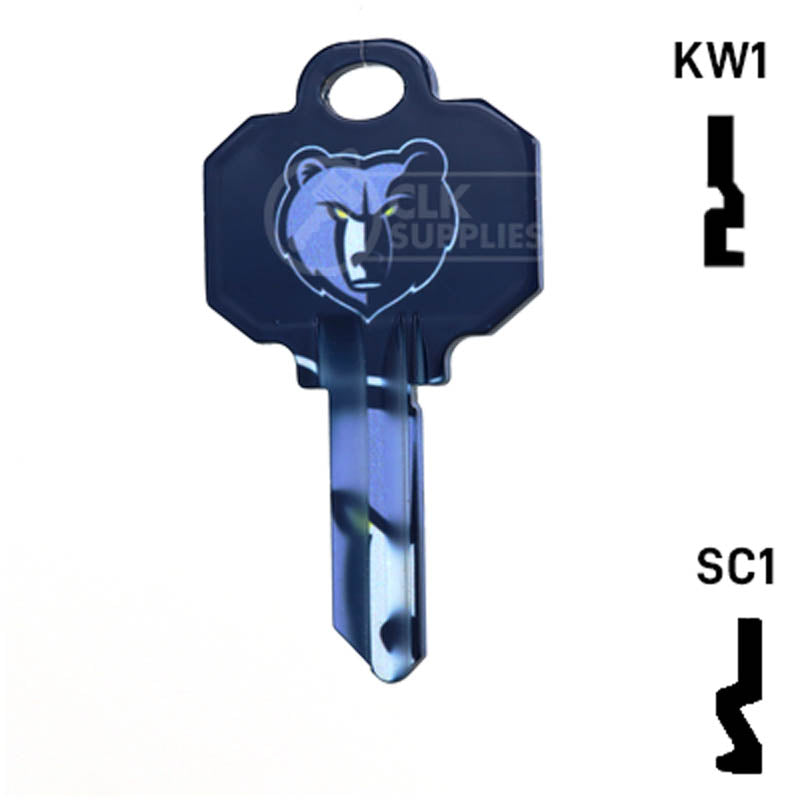 Uncut Key Blank | NBA Memphis Grizzlies | Choose Keyway Residential-Commercial Key Ilco
