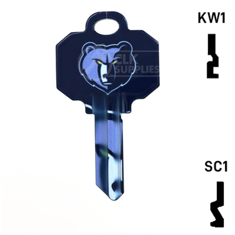 Uncut Key Blank | NBA Memphis Grizzlies | Choose Keyway Residential-Commercial Key Ilco