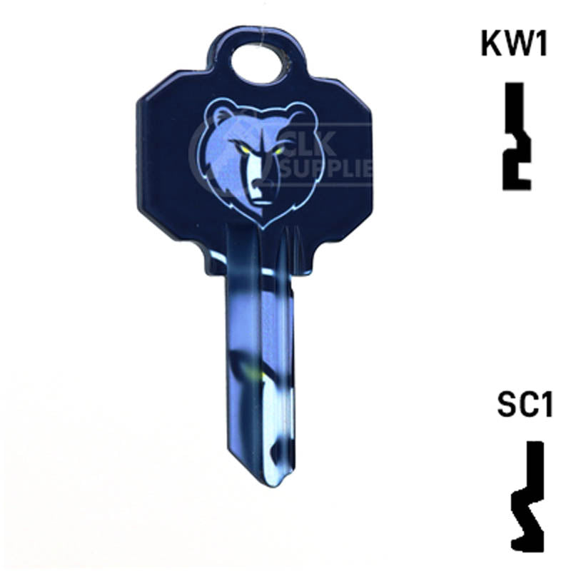 Uncut Key Blank | NBA Memphis Grizzlies | Choose Keyway Residential-Commercial Key Ilco