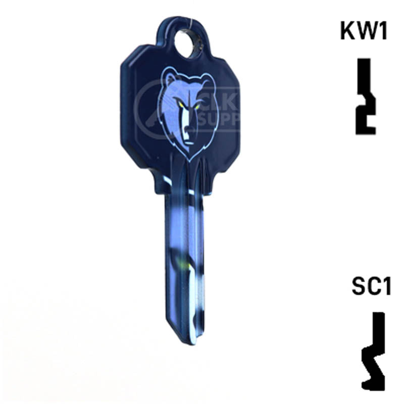 Uncut Key Blank | NBA Memphis Grizzlies | Choose Keyway Residential-Commercial Key Ilco