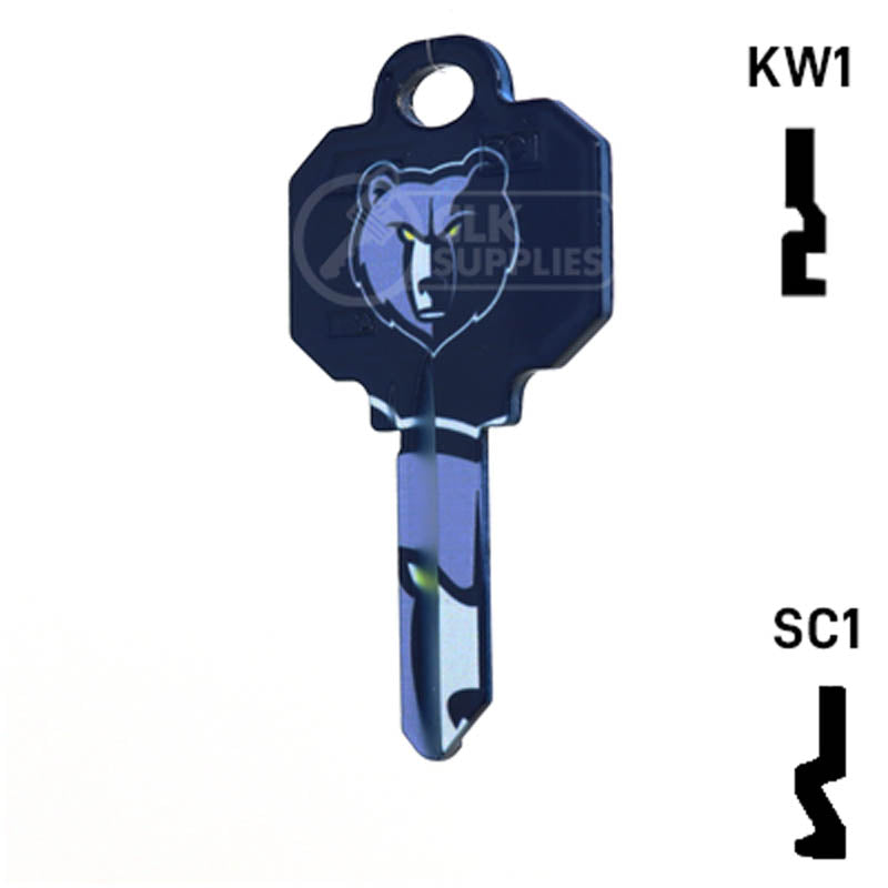Uncut Key Blank | NBA Memphis Grizzlies | Choose Keyway Residential-Commercial Key Ilco