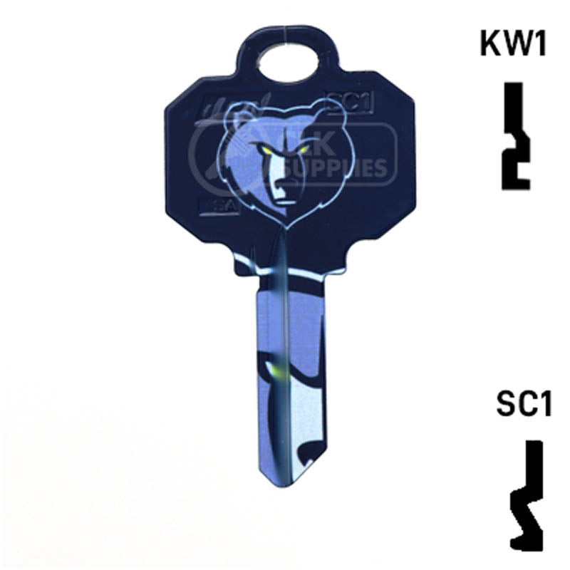 Uncut Key Blank | NBA Memphis Grizzlies | Choose Keyway Residential-Commercial Key Ilco