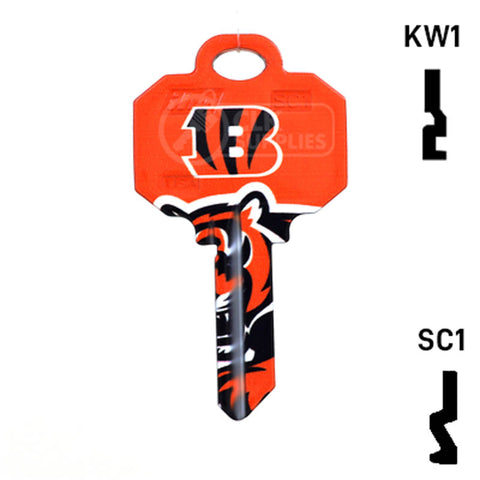 Uncut Key Blank | NFL Cincinnati Bengals | Choose Keyway Residential-Commercial Key Ilco