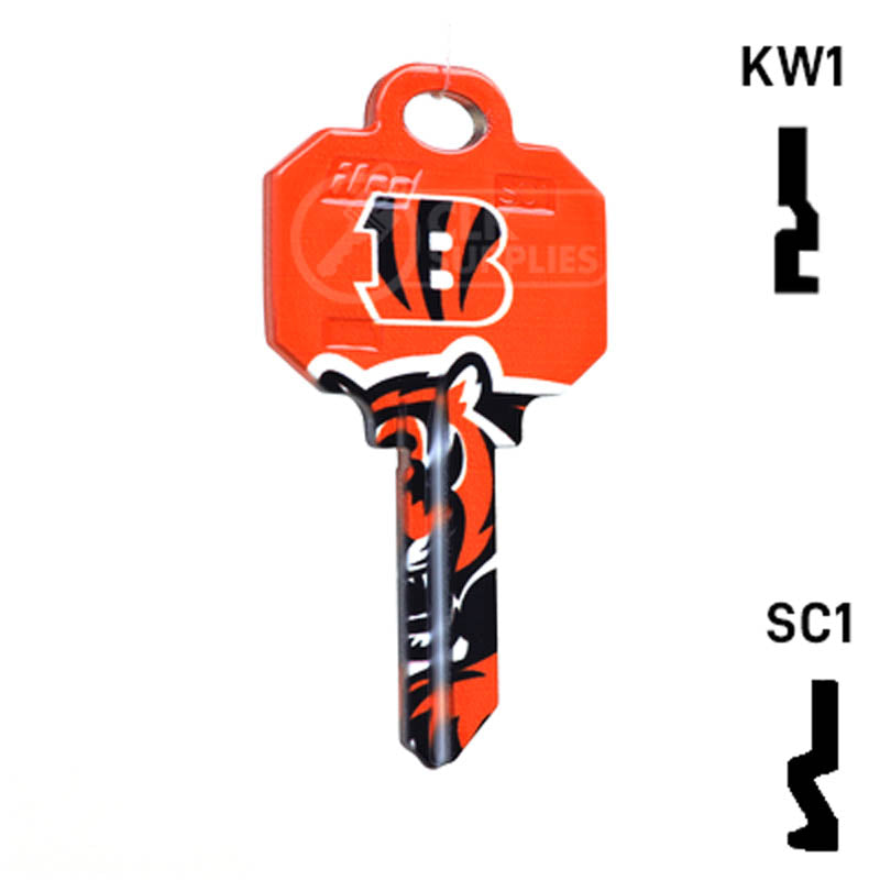 Uncut Key Blank | NFL Cincinnati Bengals | Choose Keyway Residential-Commercial Key Ilco