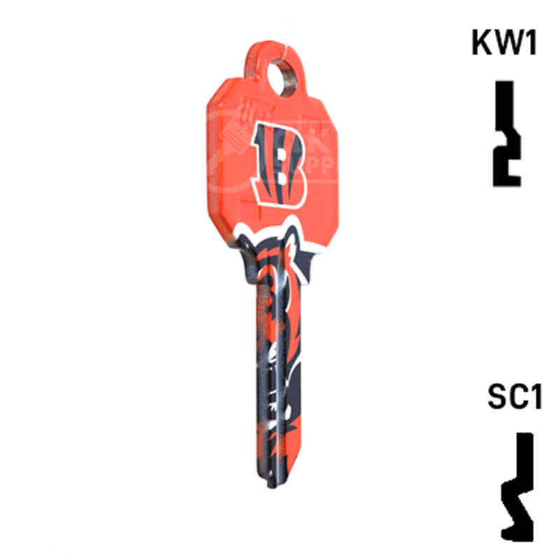 Uncut Key Blank | NFL Cincinnati Bengals | Choose Keyway Residential-Commercial Key Ilco