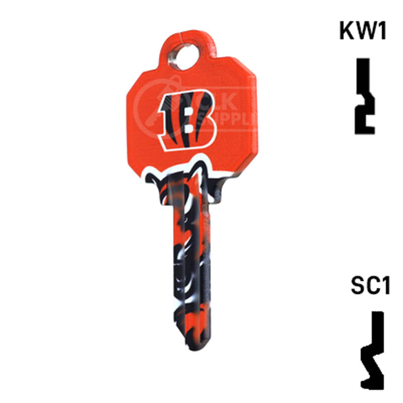 Uncut Key Blank | NFL Cincinnati Bengals | Choose Keyway Residential-Commercial Key Ilco