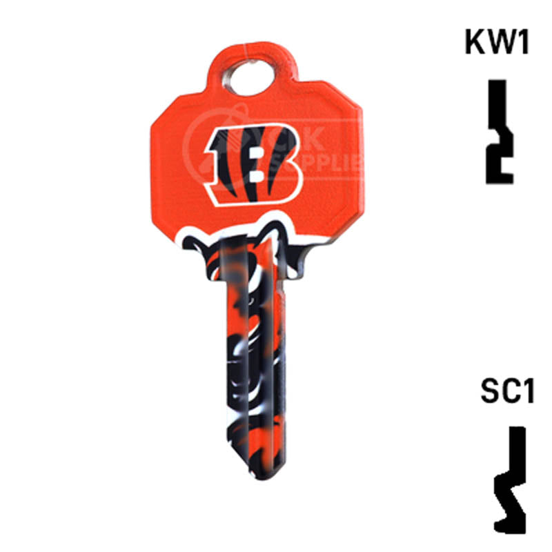Uncut Key Blank | NFL Cincinnati Bengals | Choose Keyway Residential-Commercial Key Ilco