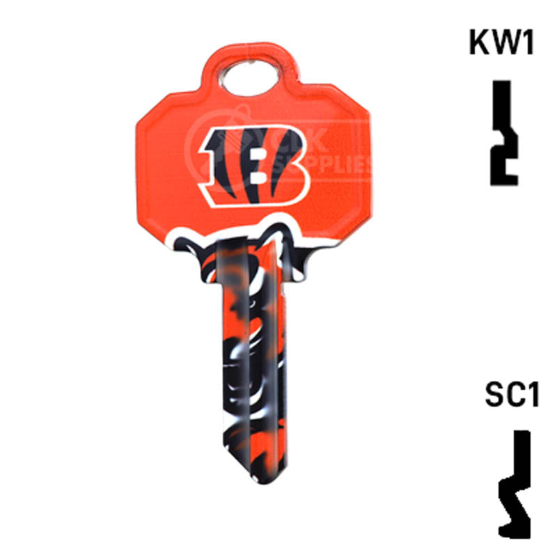 Uncut Key Blank | NFL Cincinnati Bengals | Choose Keyway Residential-Commercial Key Ilco