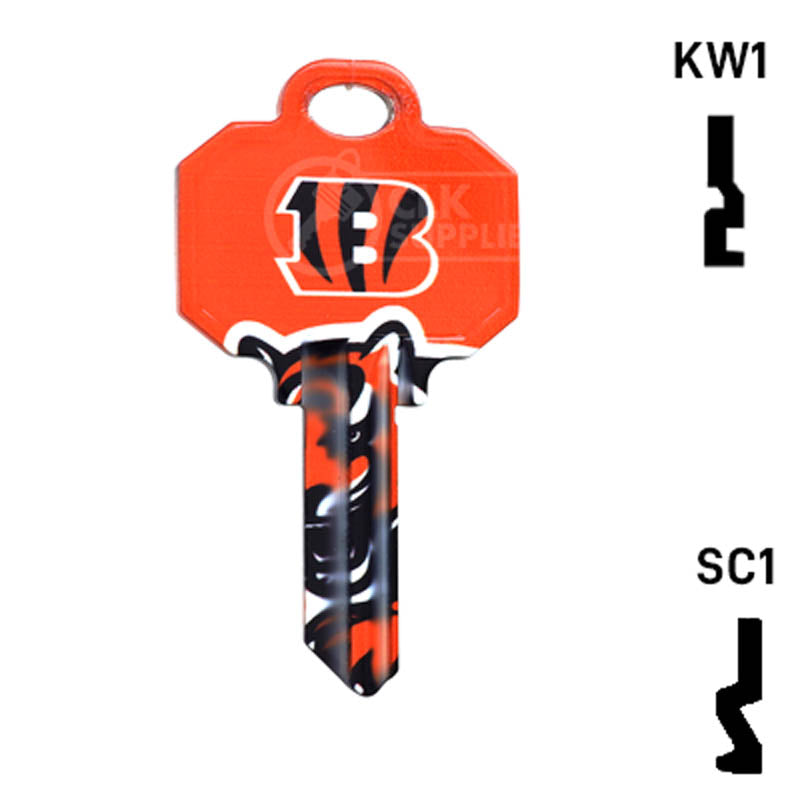 Uncut Key Blank | NFL Cincinnati Bengals | Choose Keyway Residential-Commercial Key Ilco