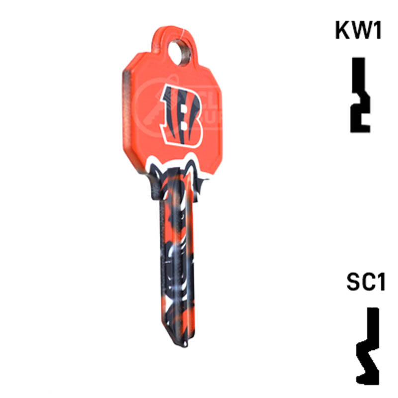 Uncut Key Blank | NFL Cincinnati Bengals | Choose Keyway Residential-Commercial Key Ilco