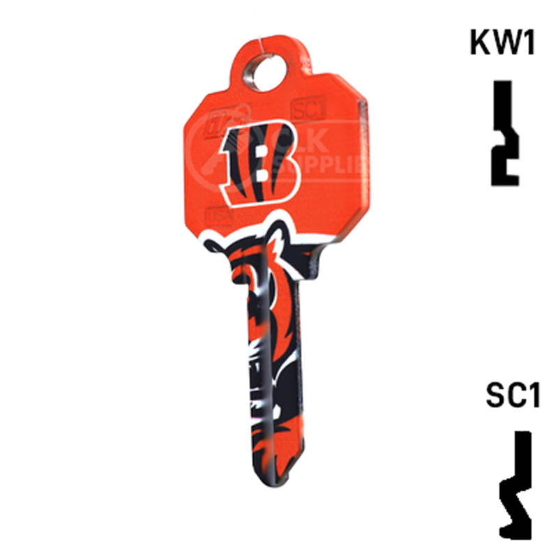 Uncut Key Blank | NFL Cincinnati Bengals | Choose Keyway Residential-Commercial Key Ilco
