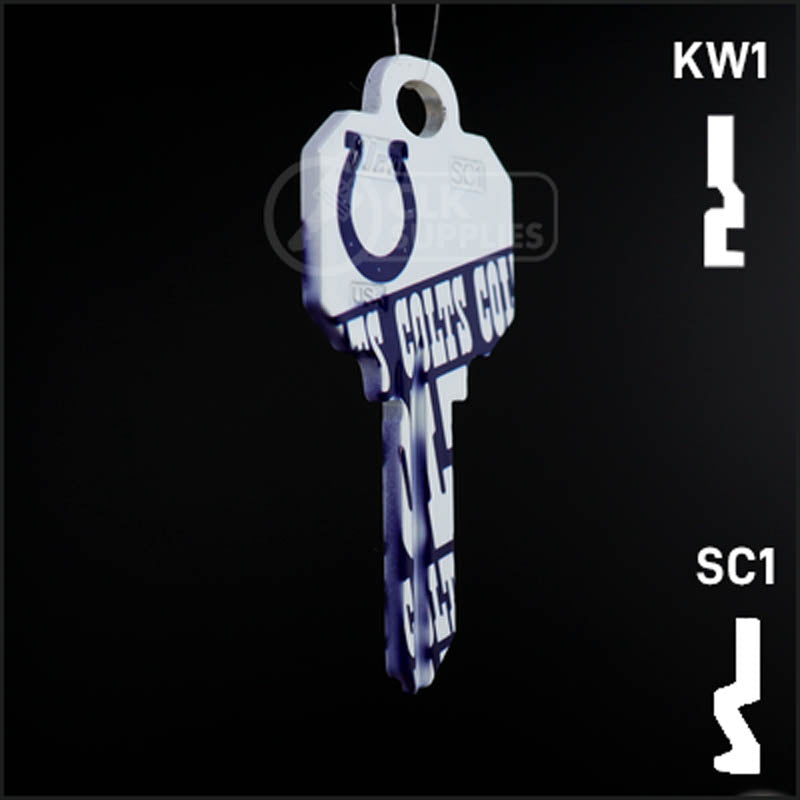 Uncut Key Blank |  NFL INDIANAPOLIS COLTS | Choose Keyway Residential-Commercial Key Ilco