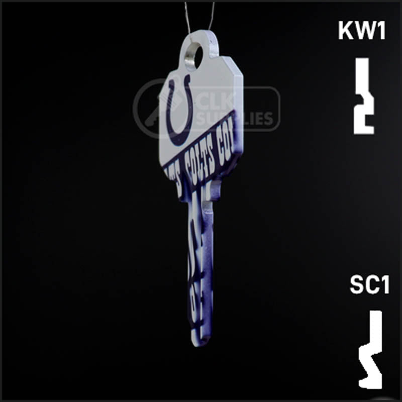 Uncut Key Blank |  NFL INDIANAPOLIS COLTS | Choose Keyway Residential-Commercial Key Ilco