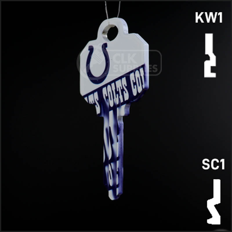 Uncut Key Blank |  NFL INDIANAPOLIS COLTS | Choose Keyway Residential-Commercial Key Ilco