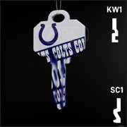 Uncut Key Blank |  NFL INDIANAPOLIS COLTS | Choose Keyway Residential-Commercial Key Ilco