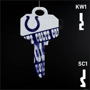 Uncut Key Blank |  NFL INDIANAPOLIS COLTS | Choose Keyway Residential-Commercial Key Ilco