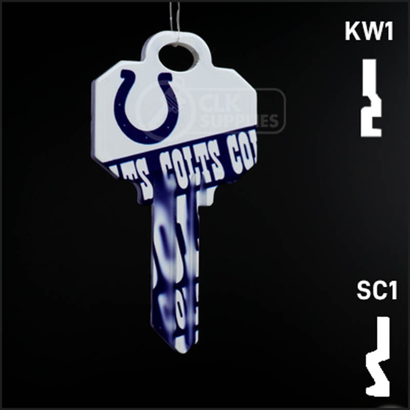 Uncut Key Blank |  NFL INDIANAPOLIS COLTS | Choose Keyway Residential-Commercial Key Ilco