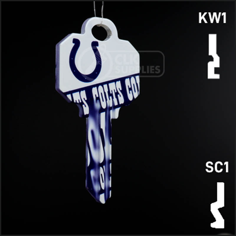 Uncut Key Blank |  NFL INDIANAPOLIS COLTS | Choose Keyway Residential-Commercial Key Ilco