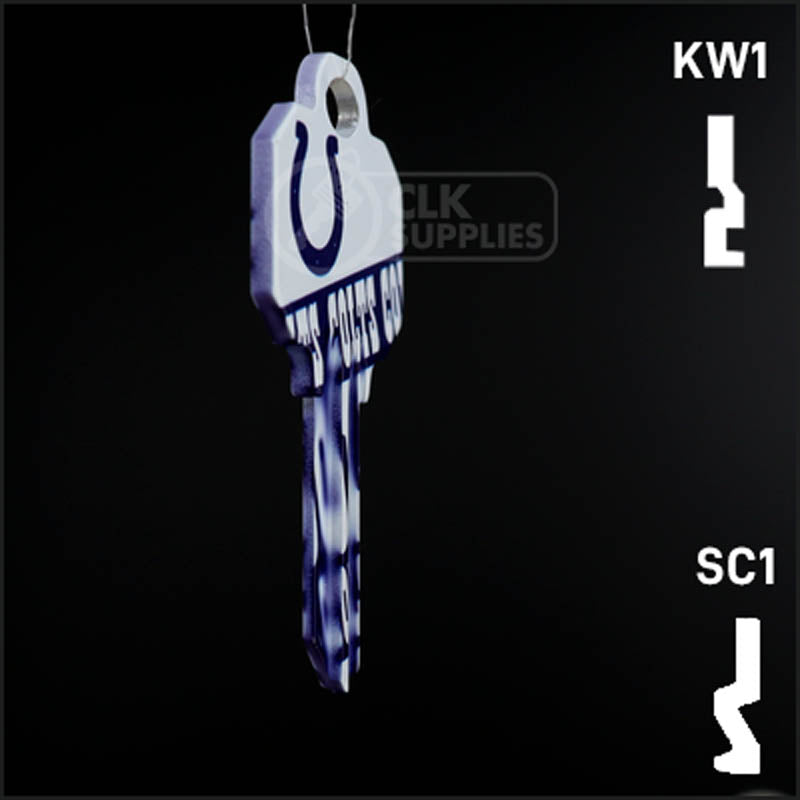 Uncut Key Blank |  NFL INDIANAPOLIS COLTS | Choose Keyway Residential-Commercial Key Ilco