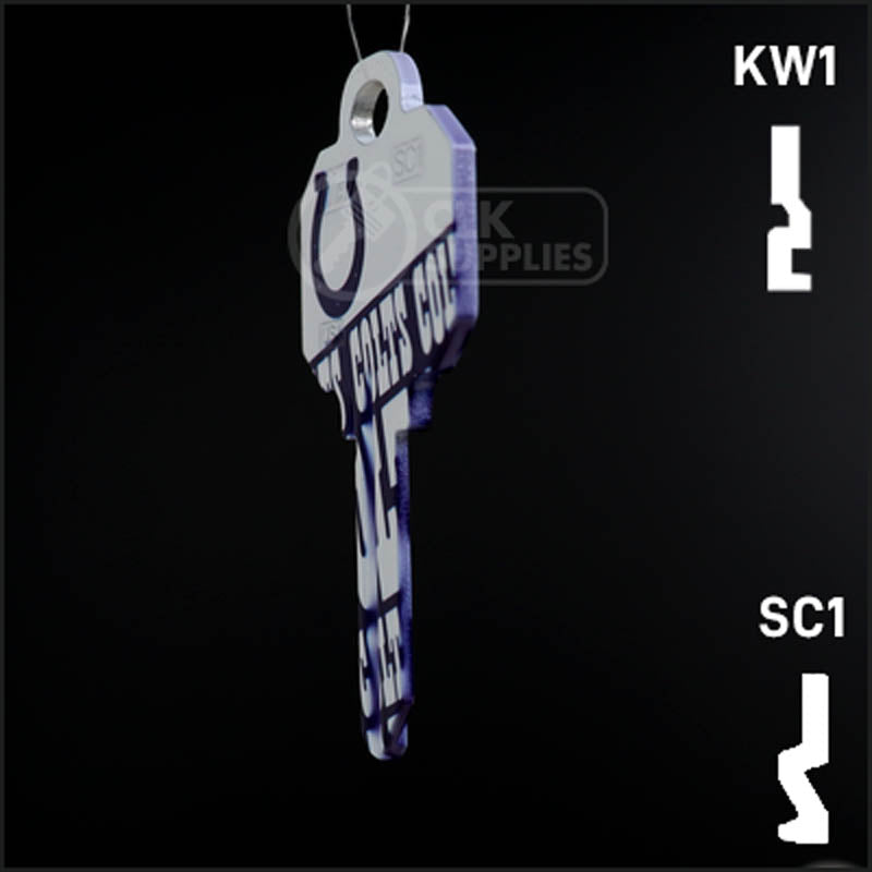 Uncut Key Blank |  NFL INDIANAPOLIS COLTS | Choose Keyway Residential-Commercial Key Ilco