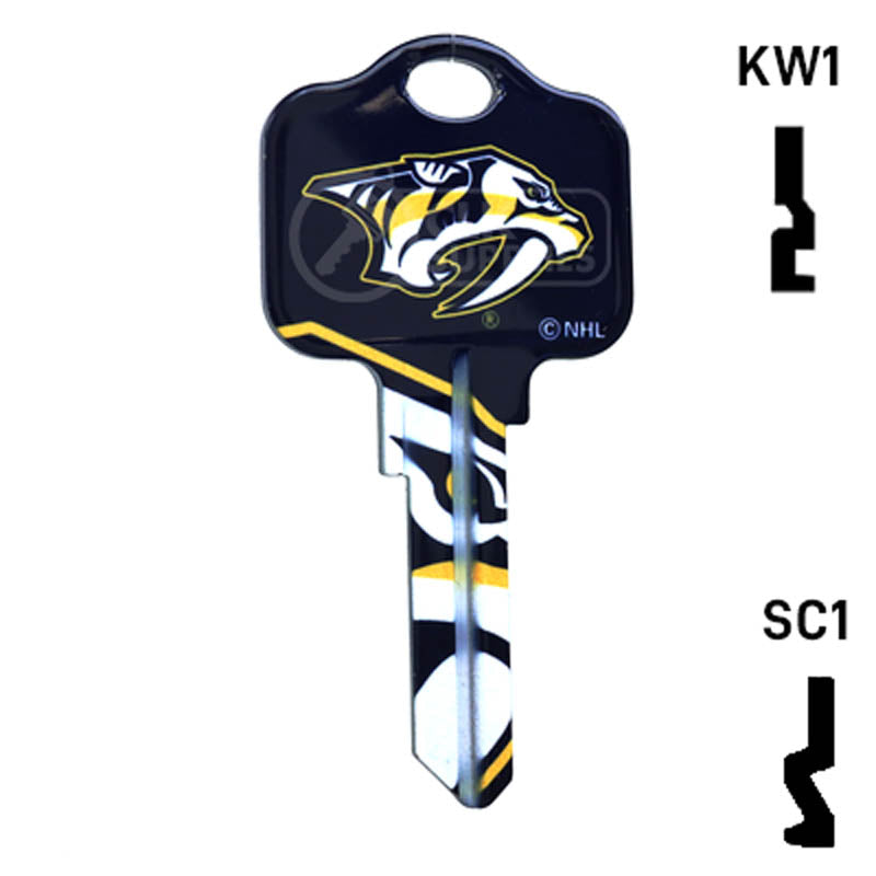 Uncut Key Blank | NHL Nashville Predators | Choose Keyway Residential-Commercial Key Ilco