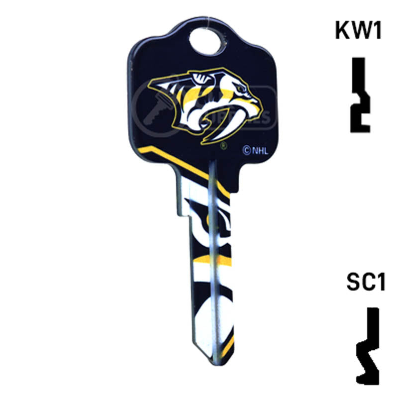 Uncut Key Blank | NHL Nashville Predators | Choose Keyway Residential-Commercial Key Ilco