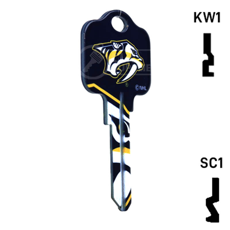 Uncut Key Blank | NHL Nashville Predators | Choose Keyway Residential-Commercial Key Ilco