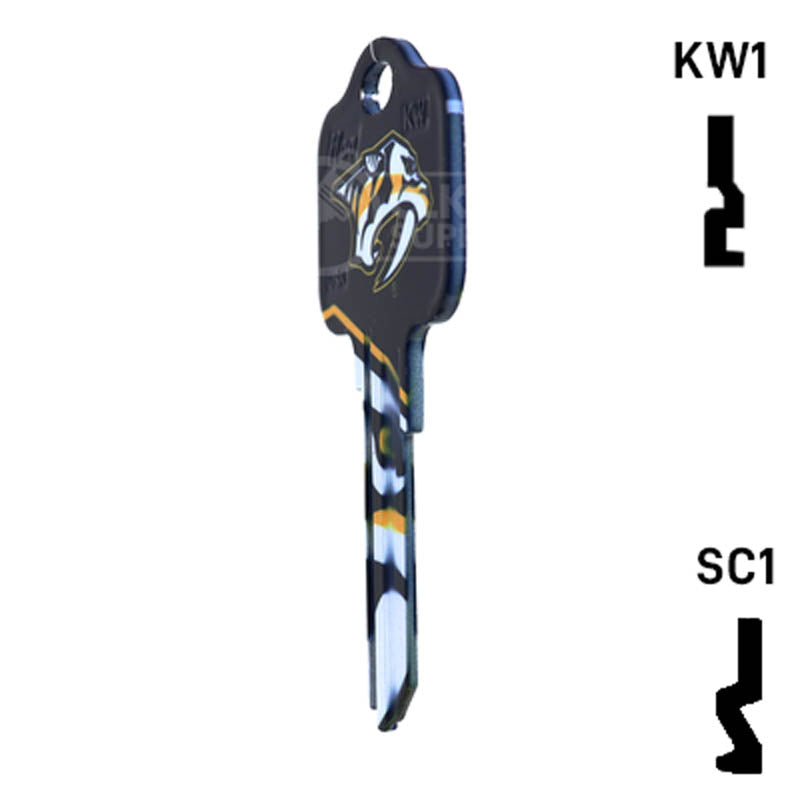 Uncut Key Blank | NHL Nashville Predators | Choose Keyway Residential-Commercial Key Ilco