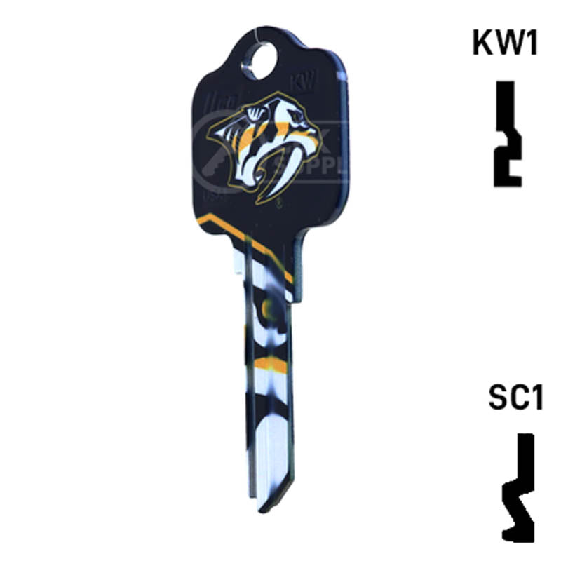 Uncut Key Blank | NHL Nashville Predators | Choose Keyway Residential-Commercial Key Ilco