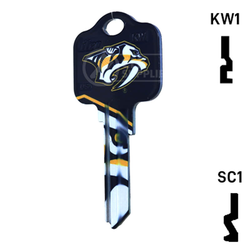 Uncut Key Blank | NHL Nashville Predators | Choose Keyway Residential-Commercial Key Ilco