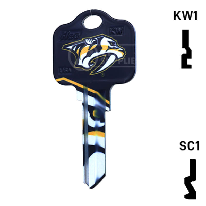 Uncut Key Blank | NHL Nashville Predators | Choose Keyway Residential-Commercial Key Ilco