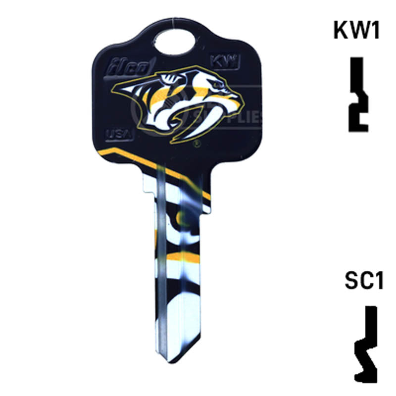 Uncut Key Blank | NHL Nashville Predators | Choose Keyway Residential-Commercial Key Ilco