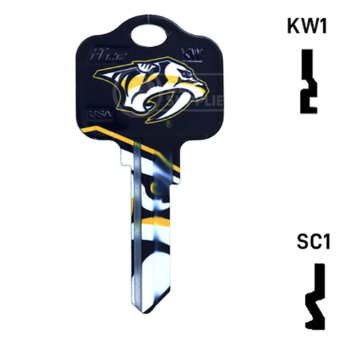 Uncut Key Blank | NHL Nashville Predators | Choose Keyway Residential-Commercial Key Ilco