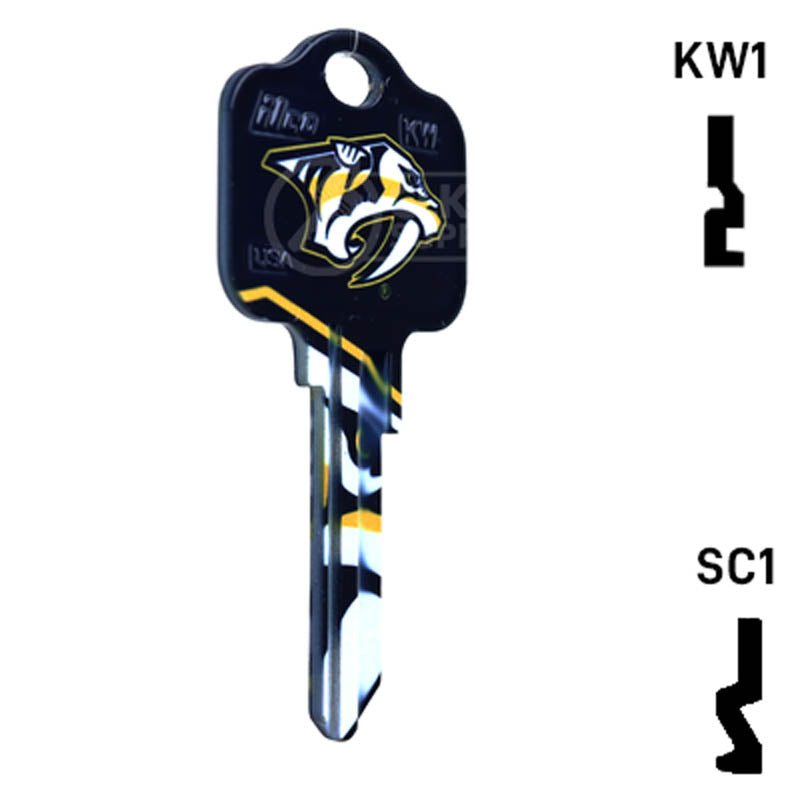 Uncut Key Blank | NHL Nashville Predators | Choose Keyway Residential-Commercial Key Ilco