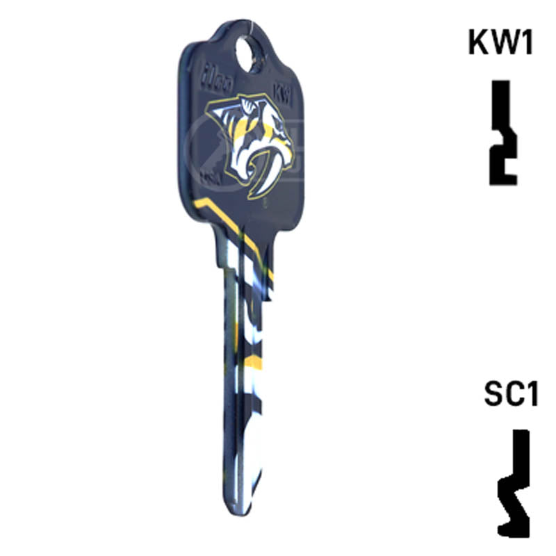 Uncut Key Blank | NHL Nashville Predators | Choose Keyway Residential-Commercial Key Ilco