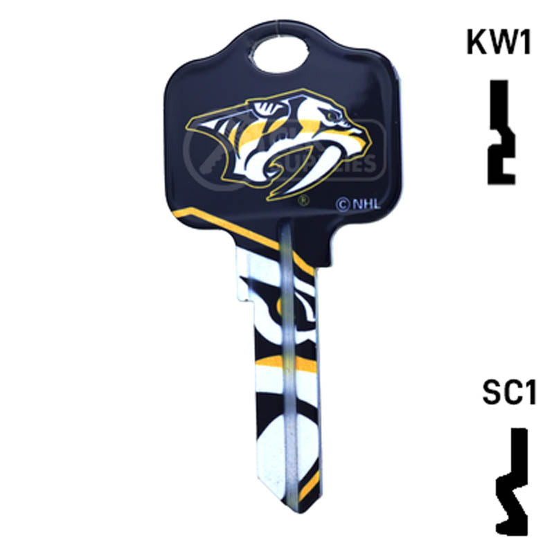 Uncut Key Blank | NHL Nashville Predators | Choose Keyway Residential-Commercial Key Ilco