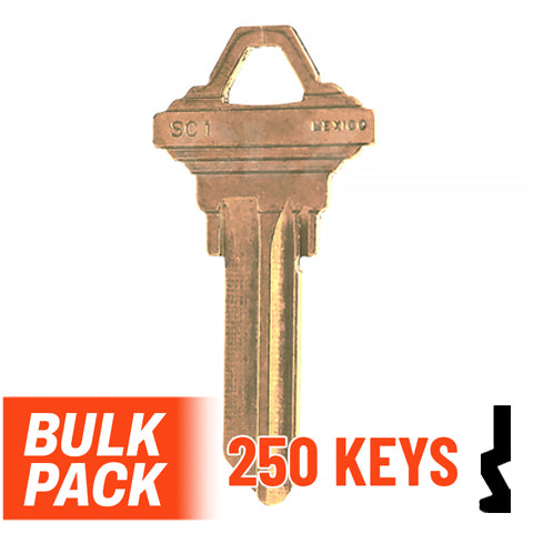 Uncut Key Blank | Schlage | SC1 - 250 Pack Residential-Commercial Key JMA USA