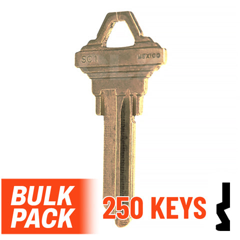 Uncut Key Blank | Schlage | SC1 - 250 Pack Residential-Commercial Key JMA USA