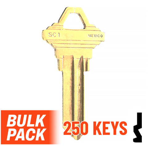 Uncut Key Blank | Schlage | SC1 - 250 Pack Residential-Commercial Key JMA USA