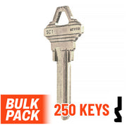 Uncut Key Blank | Schlage | SC1 - 250 Pack ( Nickel Plated ) Residential-Commercial Key JMA USA