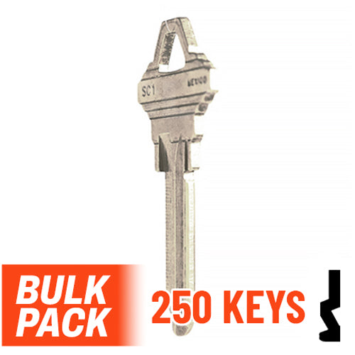 Uncut Key Blank | Schlage | SC1 - 250 Pack ( Nickel Plated ) Residential-Commercial Key JMA USA