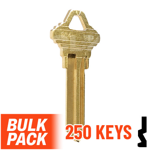 Uncut Key Blank | Schlage | SC4 - 250 Pack by Ilco Residential-Commercial Key Ilco