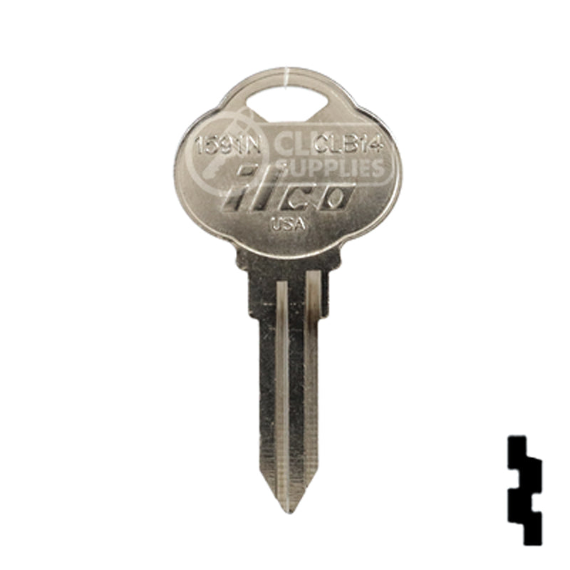 Uncut Key Blank | The Club | 1591N, CLB14 Residential-Commercial Key Ilco